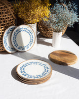 Wooden Salad Bowl with Servers and 6 Plates Set